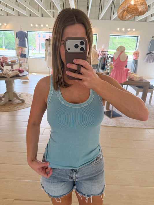Reversible Ribbed Tank, Vintage Cloud Blue