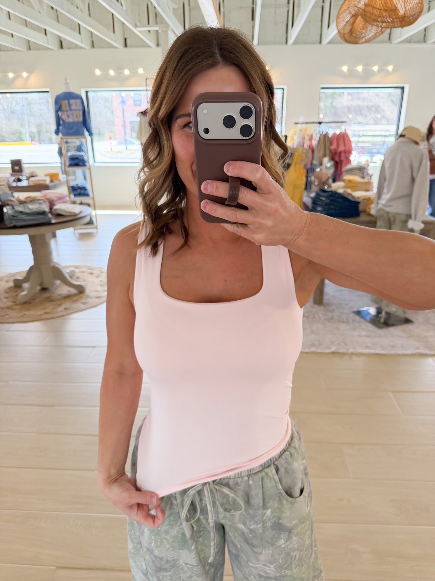 Square Top Tank, Icy Pink