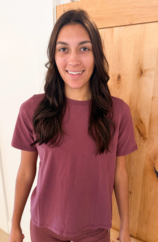 Classic Boxy Fit Tee, Rosewood