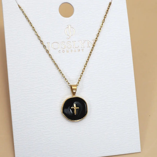 18K Stainless Steel Tarnish Free Cross Necklace, Black