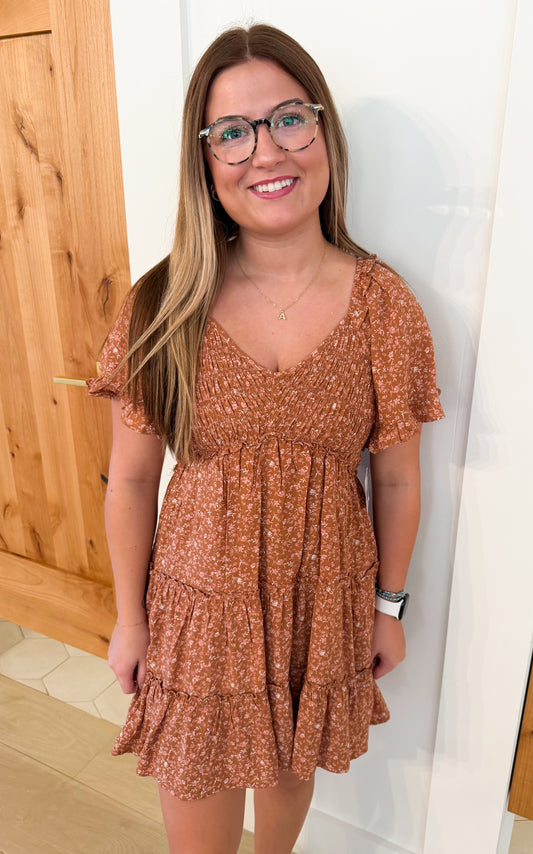 Prairie Blossom Smocked Mini Dress