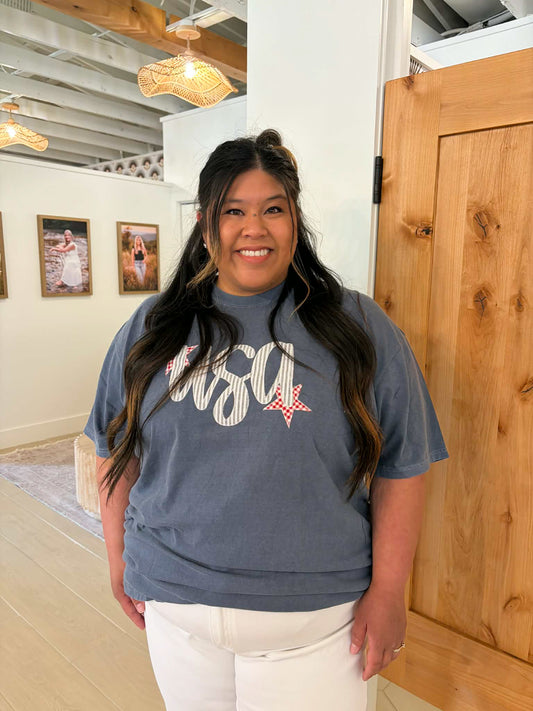 Denim USA Embroidered Tee