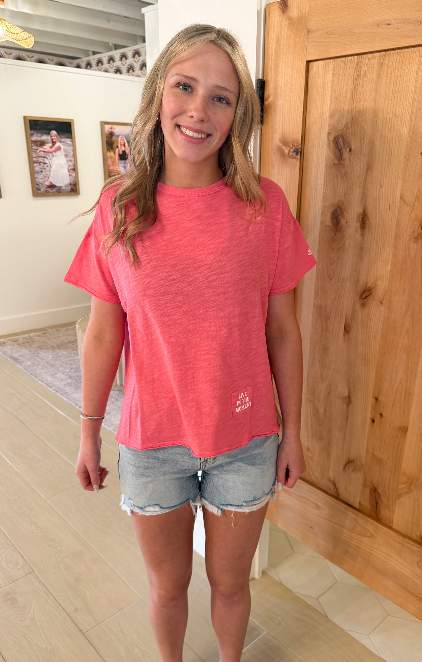 Not So Basic Mineral Wash Tee- Live in the Moment