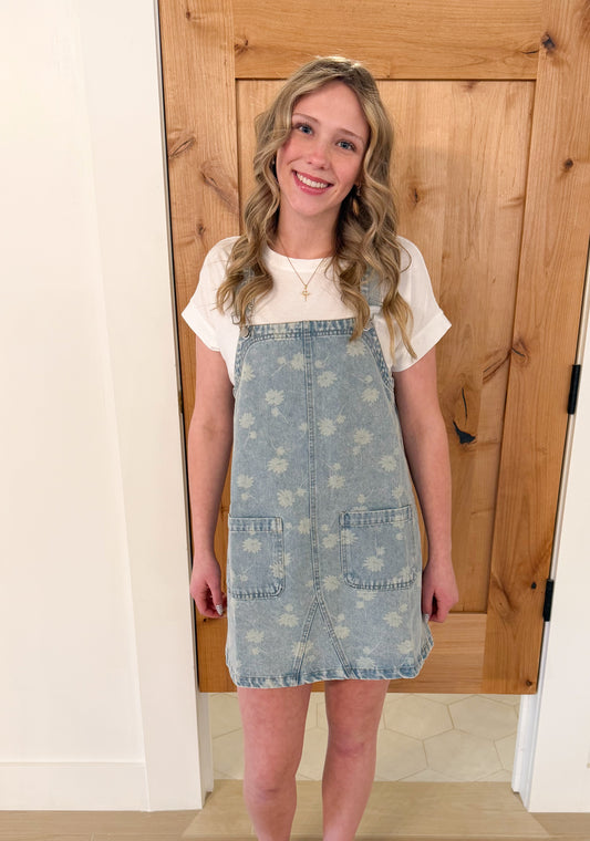 Dandelion Washed Denim Overall Mini Dress