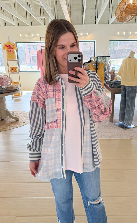 Mixed Signals Button Down