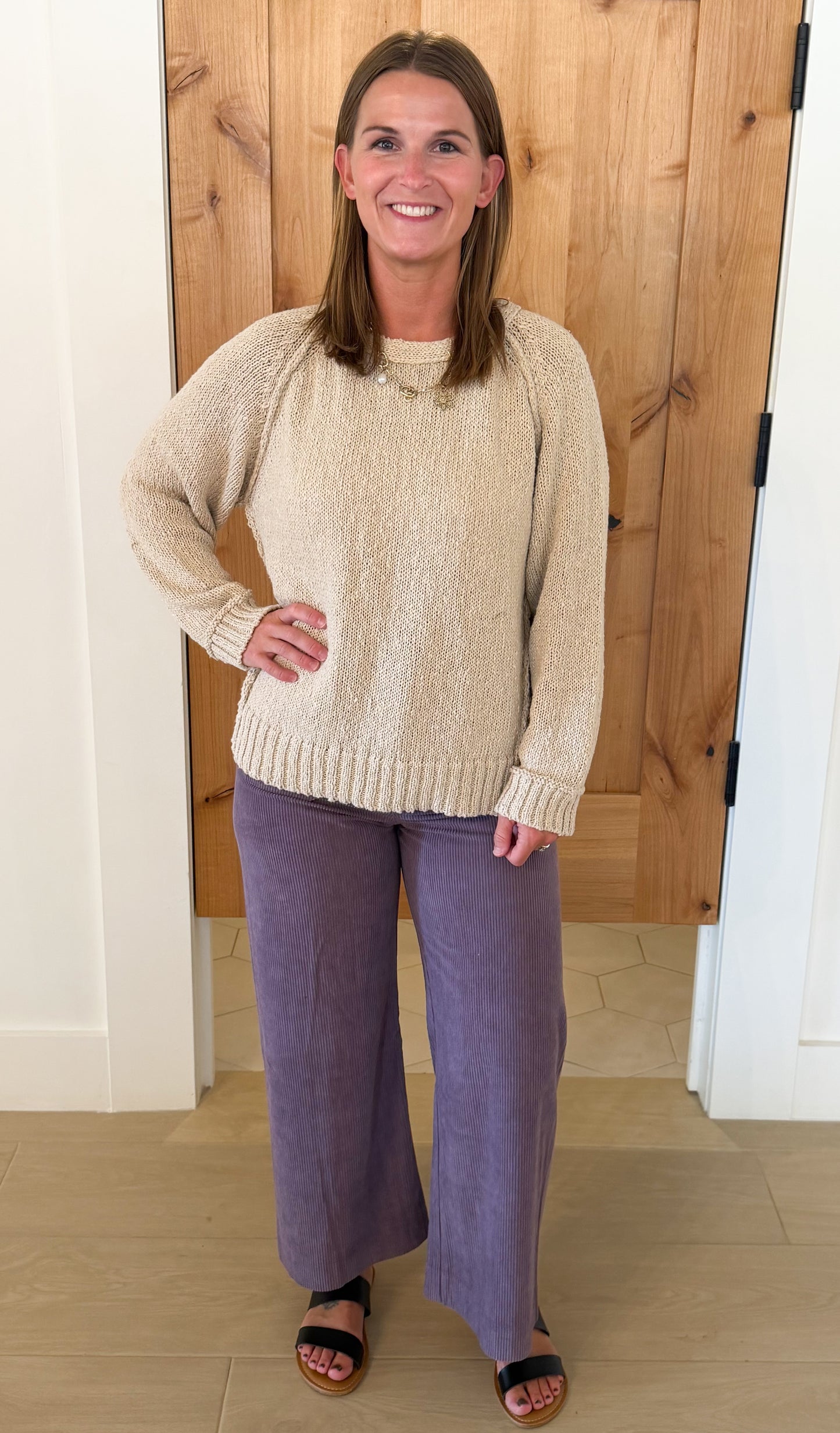 Corduroy Straight Leg Pants, Sugar Plum