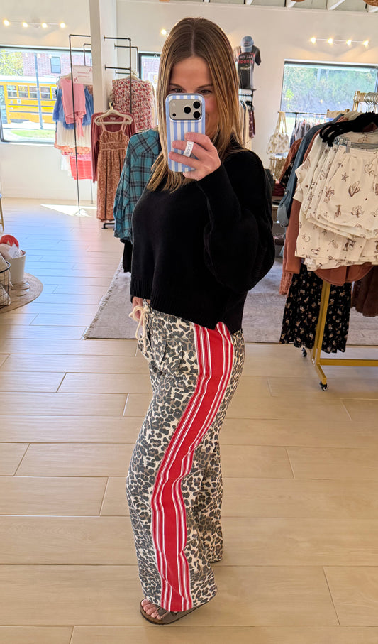 Leopard Stripe Wide Leg Pants