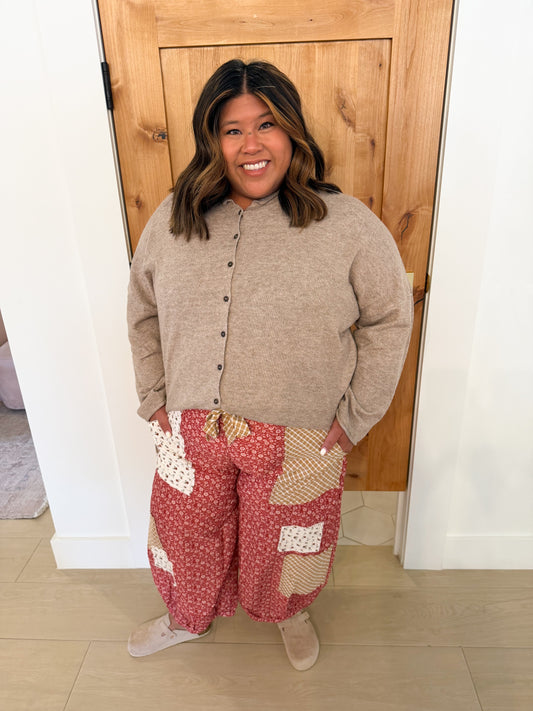 Plus Lightweight Button Down Knit Cardigan, Light Mocha