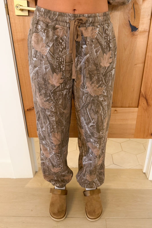 Tree Camouflage Print Jogger Pants