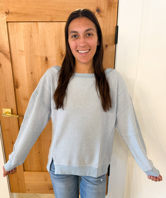 Boat Neck Waffle Knit Top, Multiple