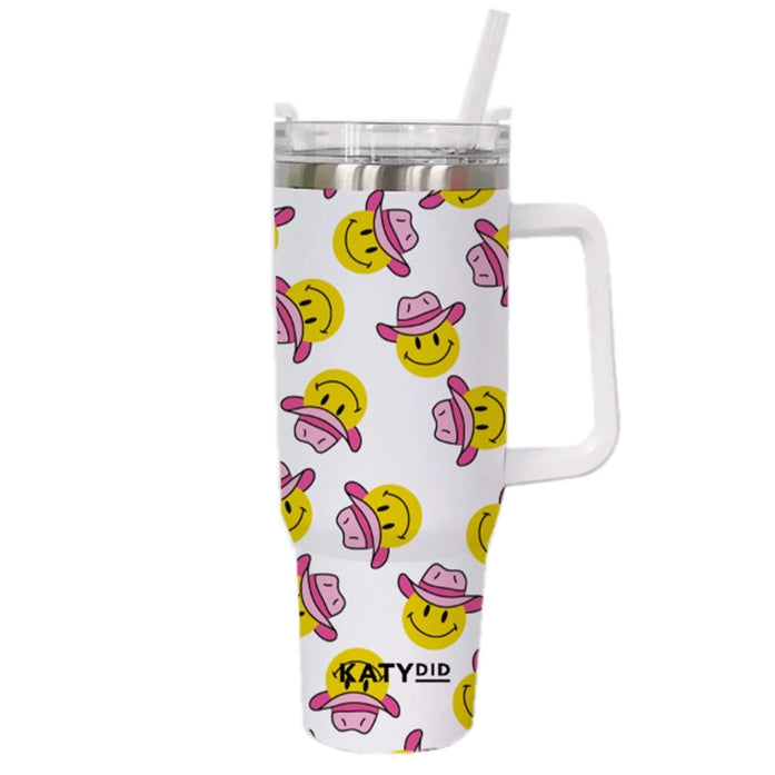 40oz Cowboy Happy Face Western Tumbler
