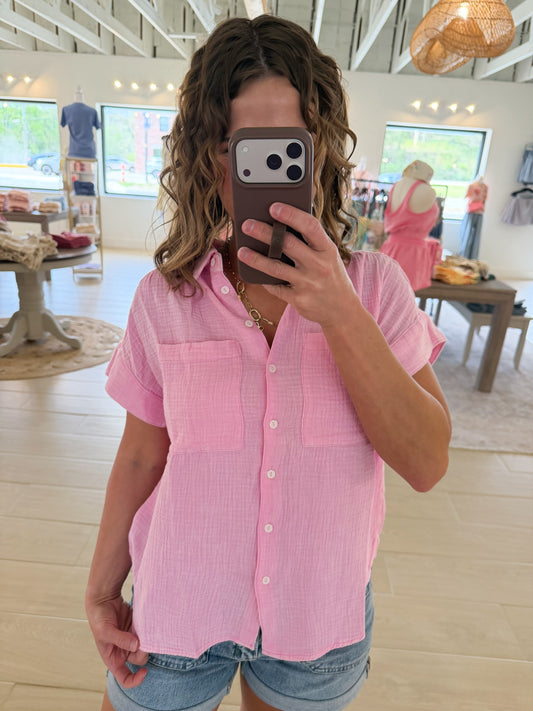 Pink Sands Gauze Top