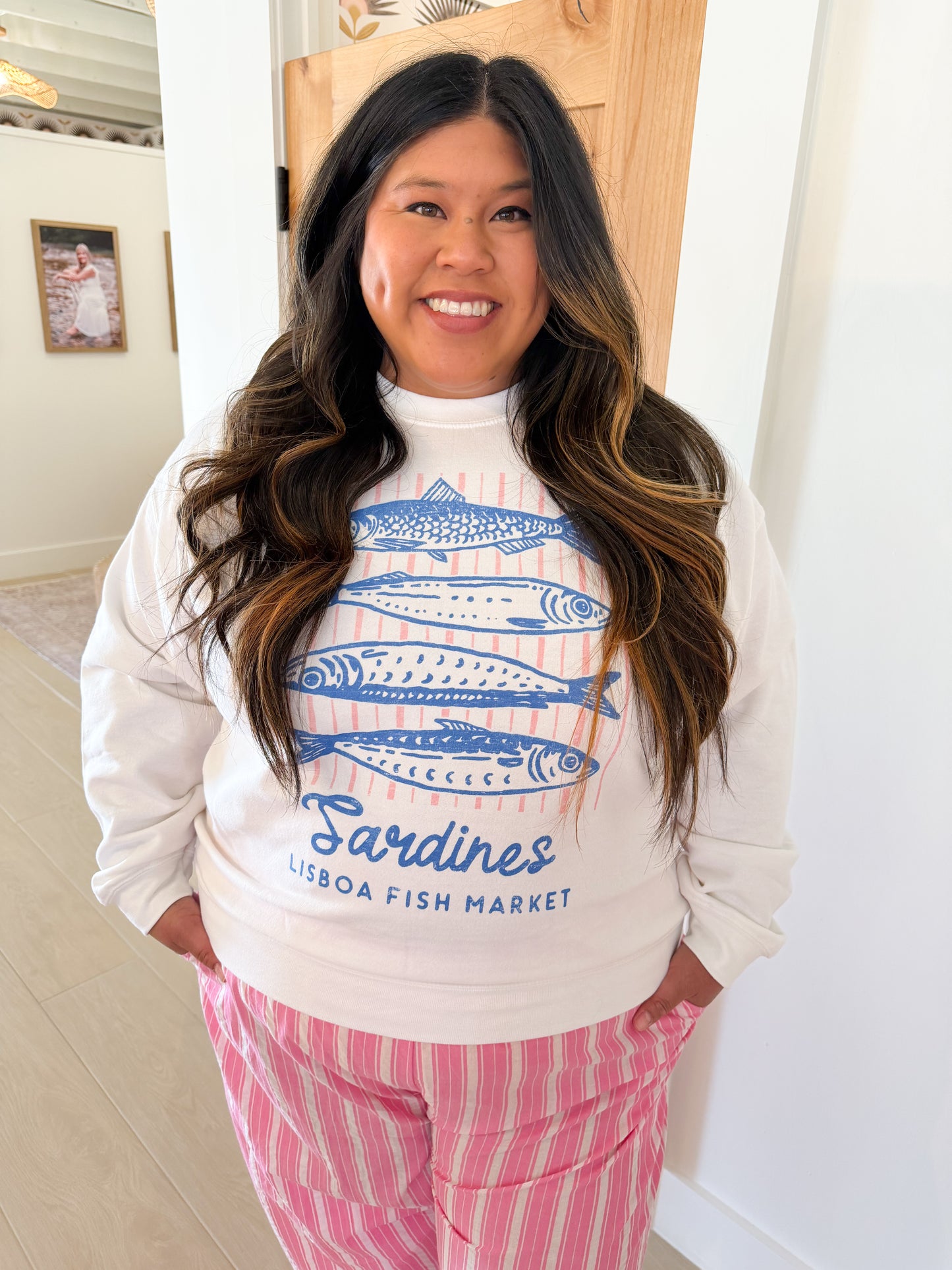Sardines Lisboa Fish Market Oversized Graphic Sweatshirt