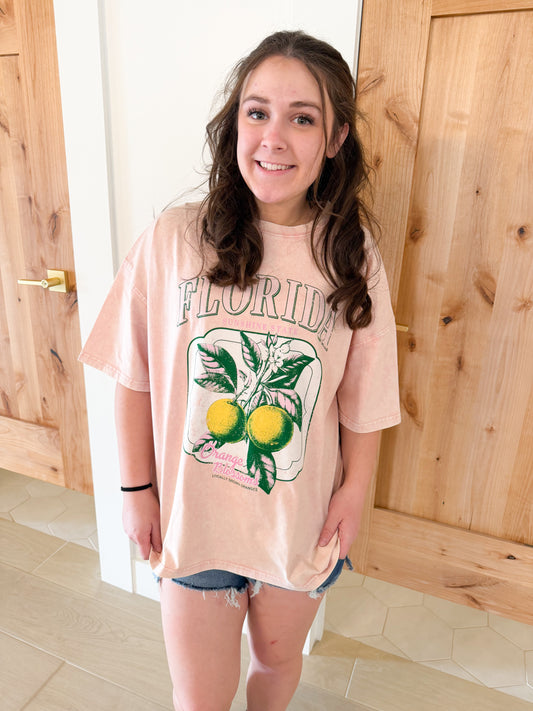 Florida with Oranges Graphic Mineral Wash Tee
