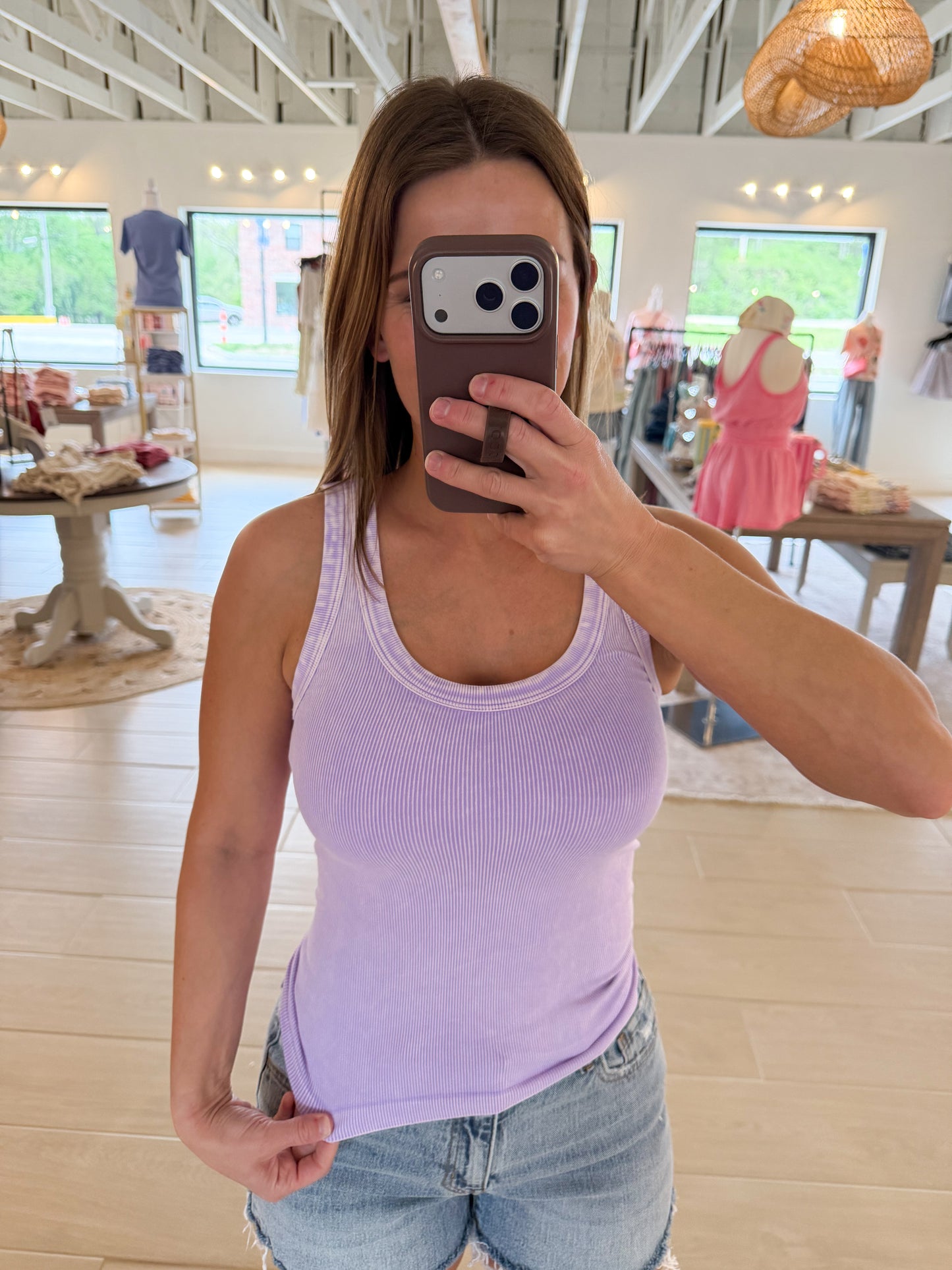 Reversible Ribbed Tank, Vintage Amethyst