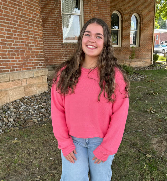 Cropped Oversized Sweater, Taffy Pink