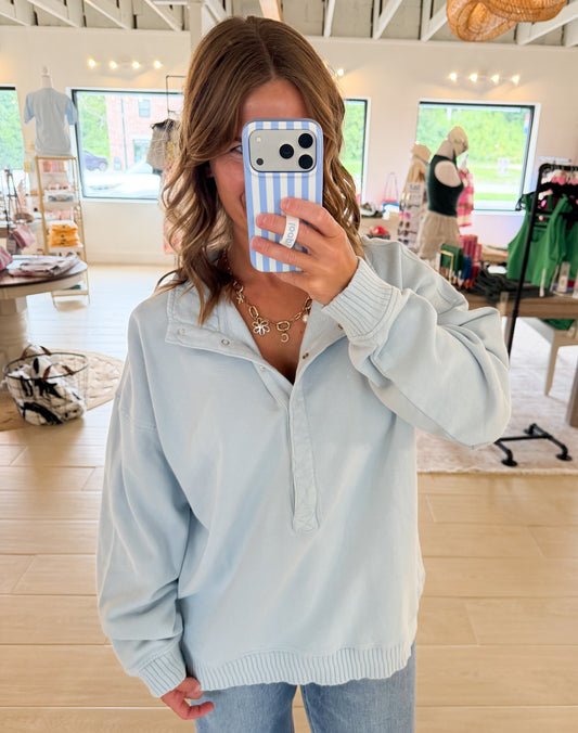 Mineral Wash Terry Oversized Sweatshirt, Blue