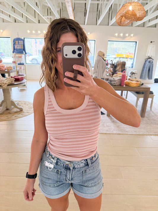 Reversible Stripe Tank, Pearl Blush