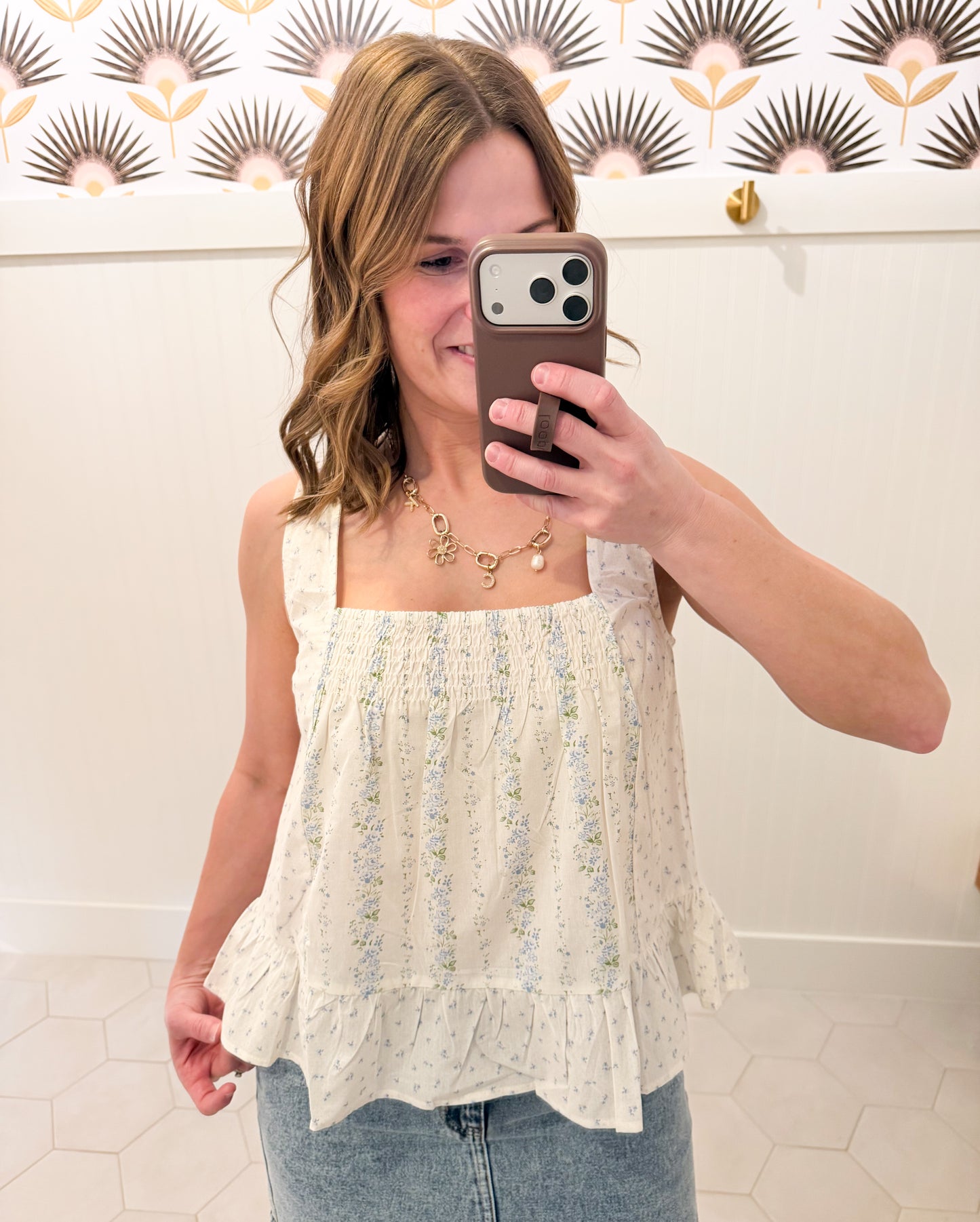 Floral Ruffle Tank Top
