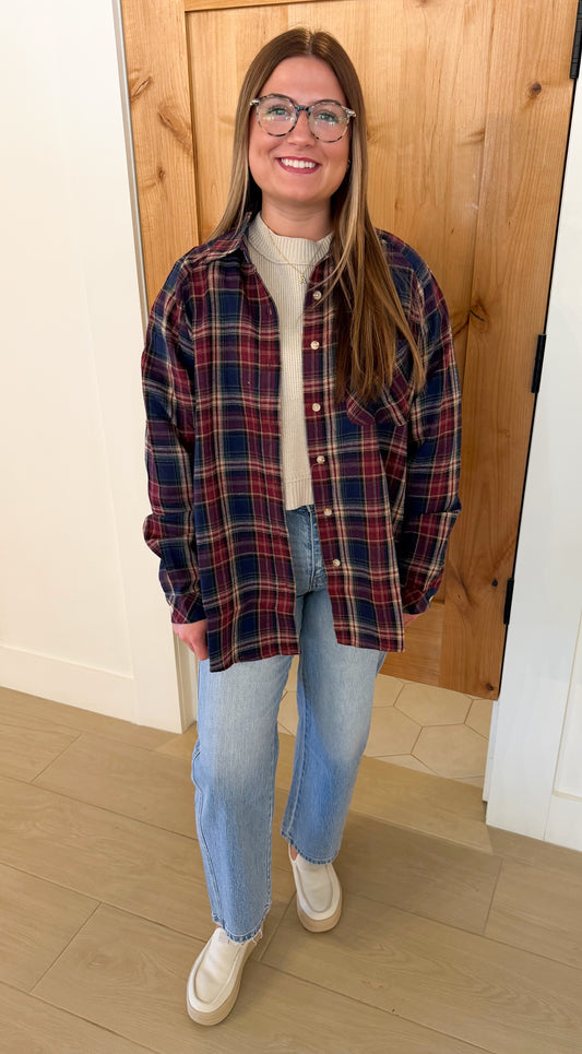 Abri Plaid Flannel Shirt, Rose