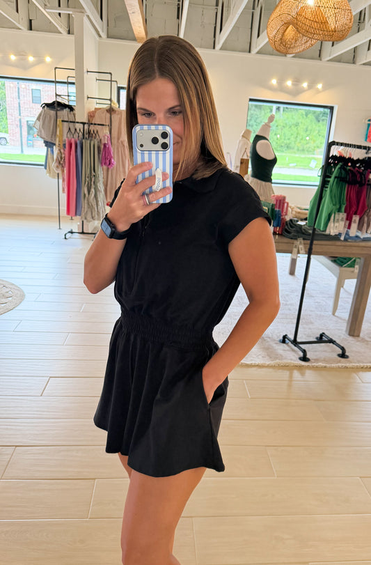 Off Duty Romper, Black