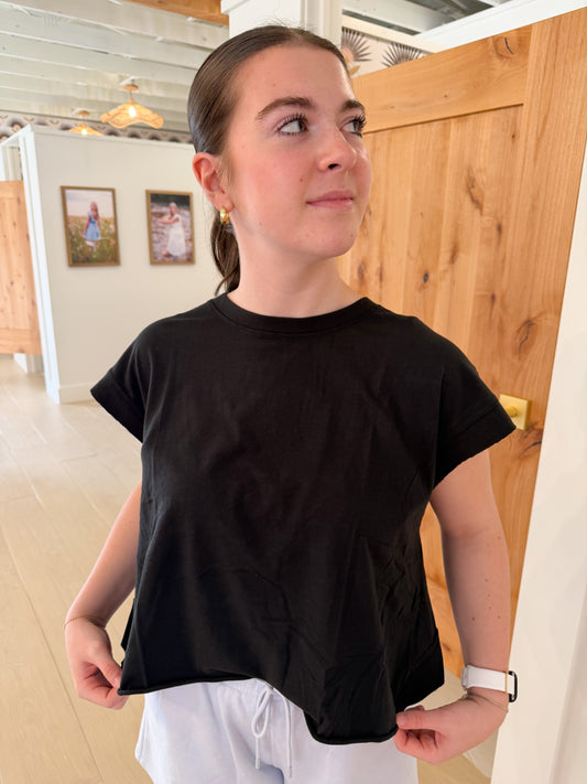 Open Back Tee, Black