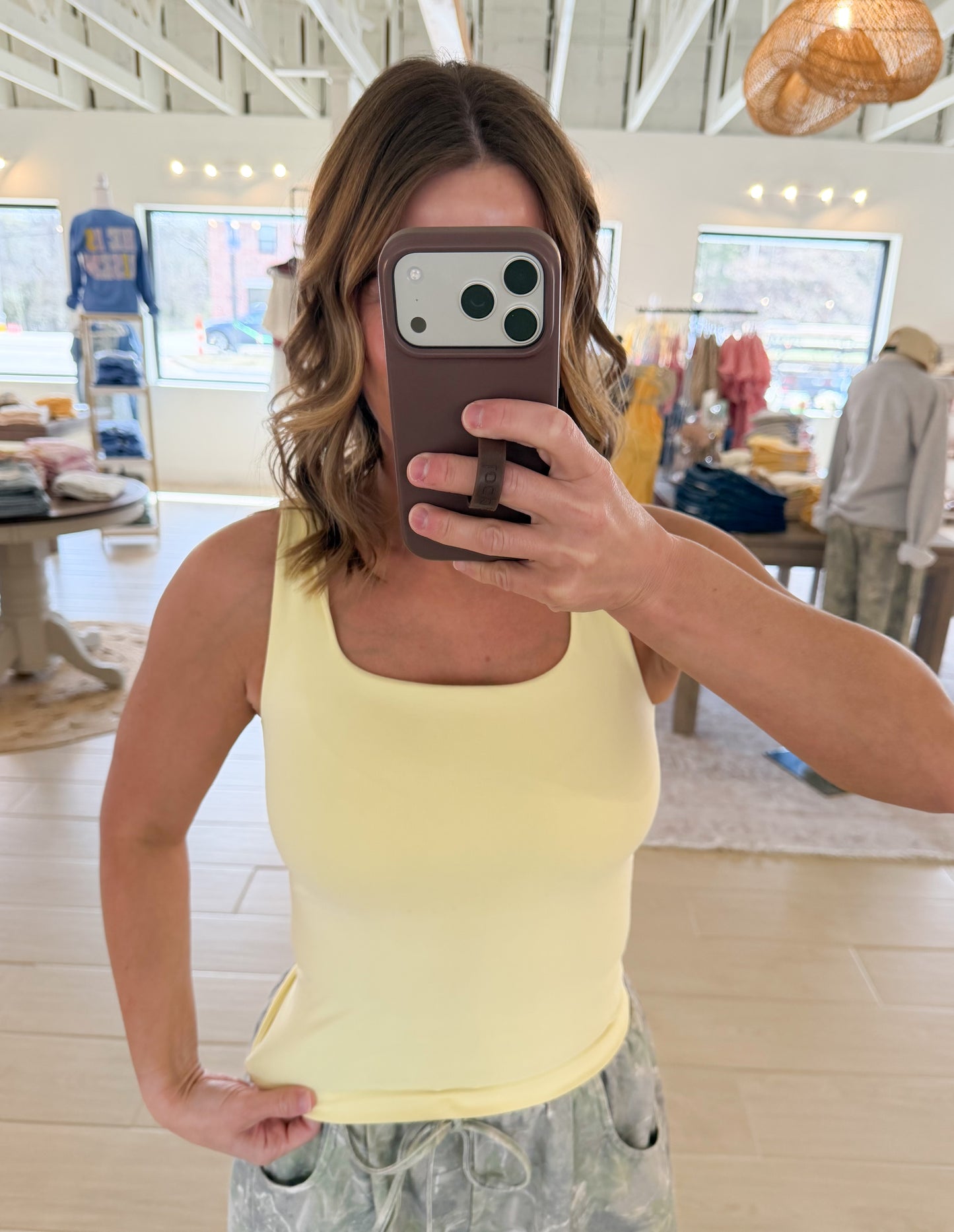 Square Top Tank, Pale Banana