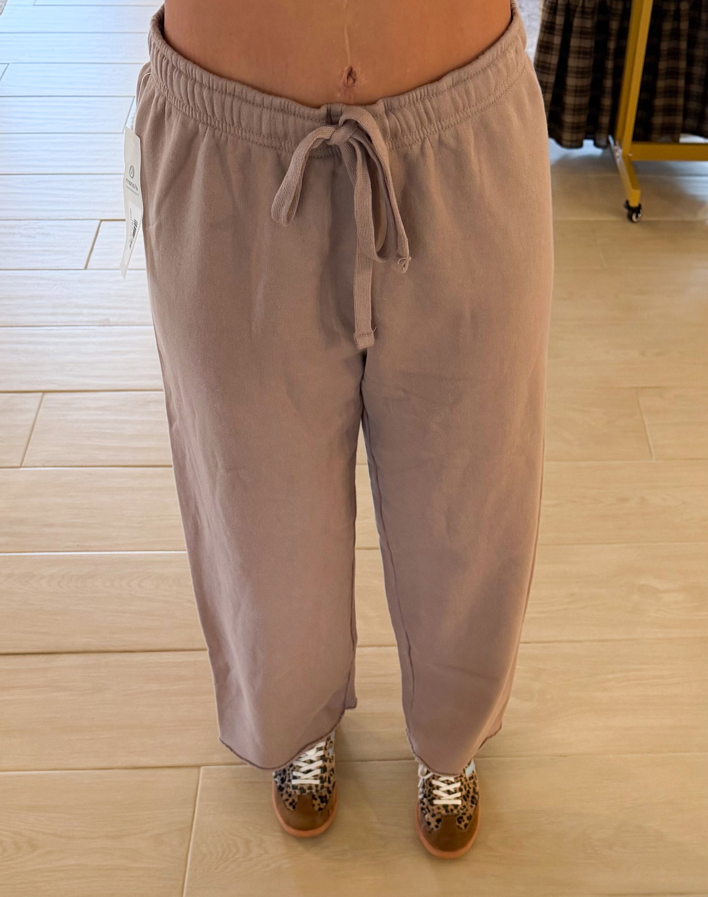 Malibu Wide-Leg Fleece Pants, Silken Taupe