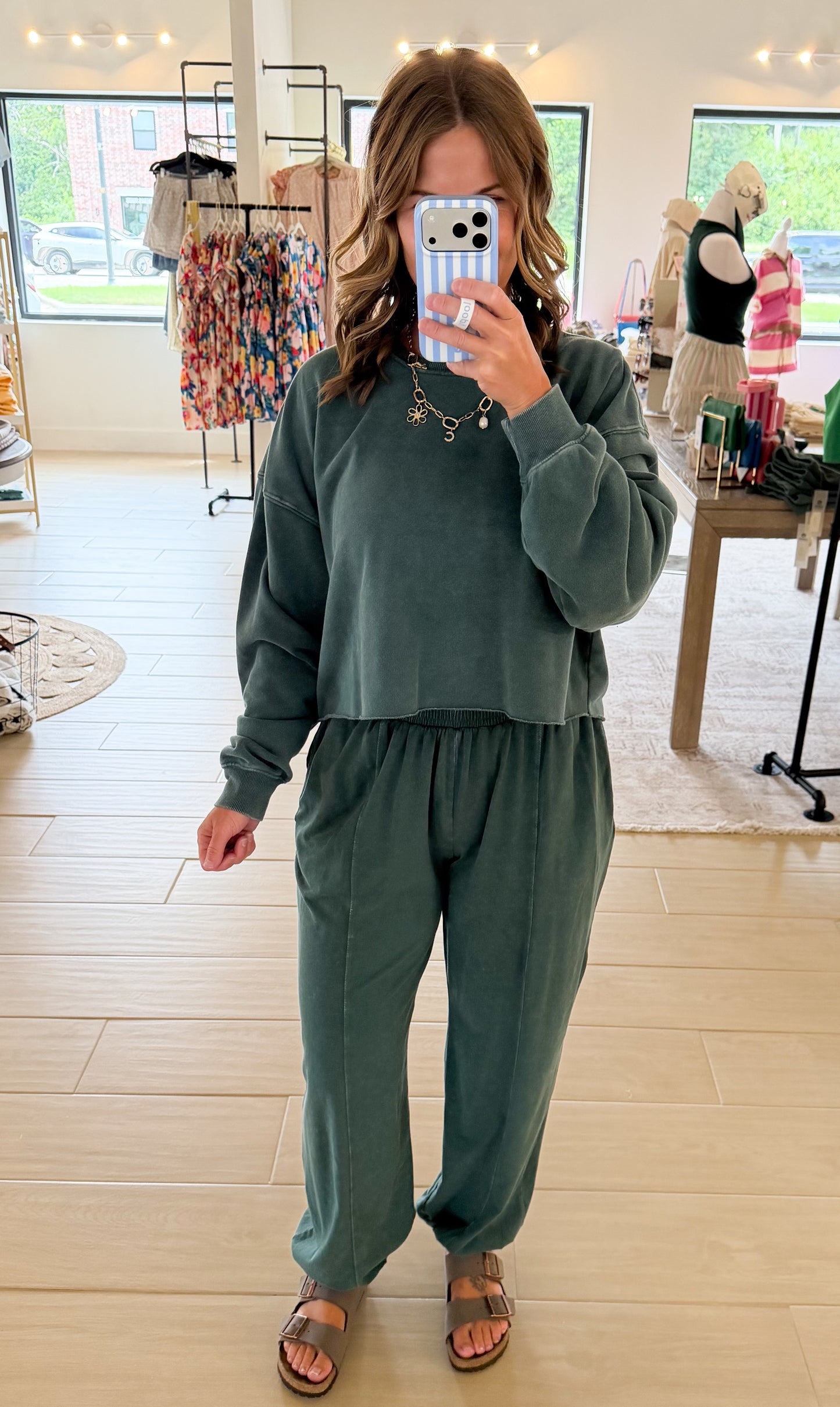 Mineral Wash Jogger Pants, Green
