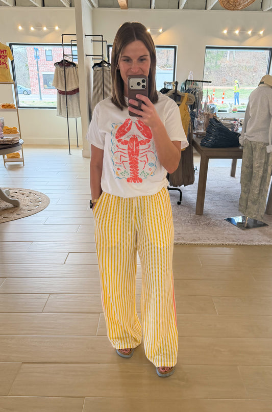 Wide Leg Pull On Pants, Yellow