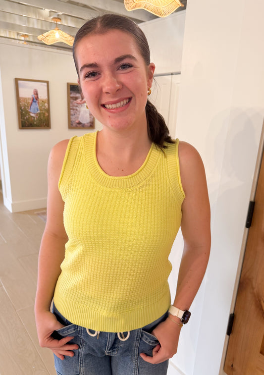 Sleeveless Sweater Tank, Lemon
