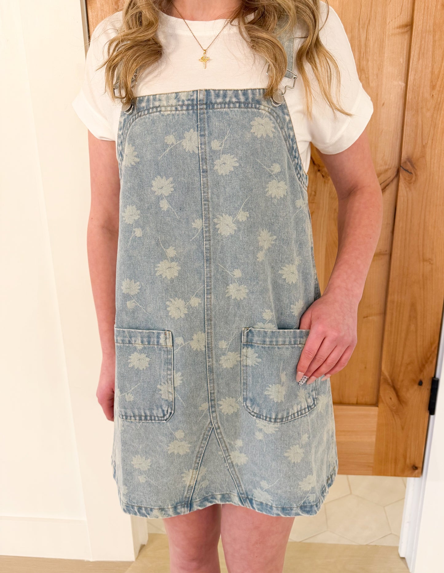 Dandelion Washed Denim Overall Mini Dress