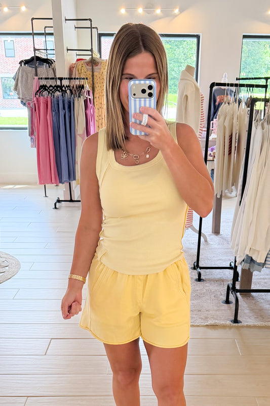 Mineral Washed Terry Short, Sweet Corn