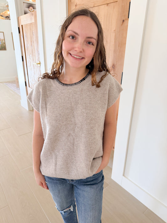 Ribbon Tie Back Knit Top Sweater Vest