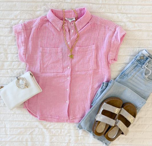 Pink Sands Gauze Top