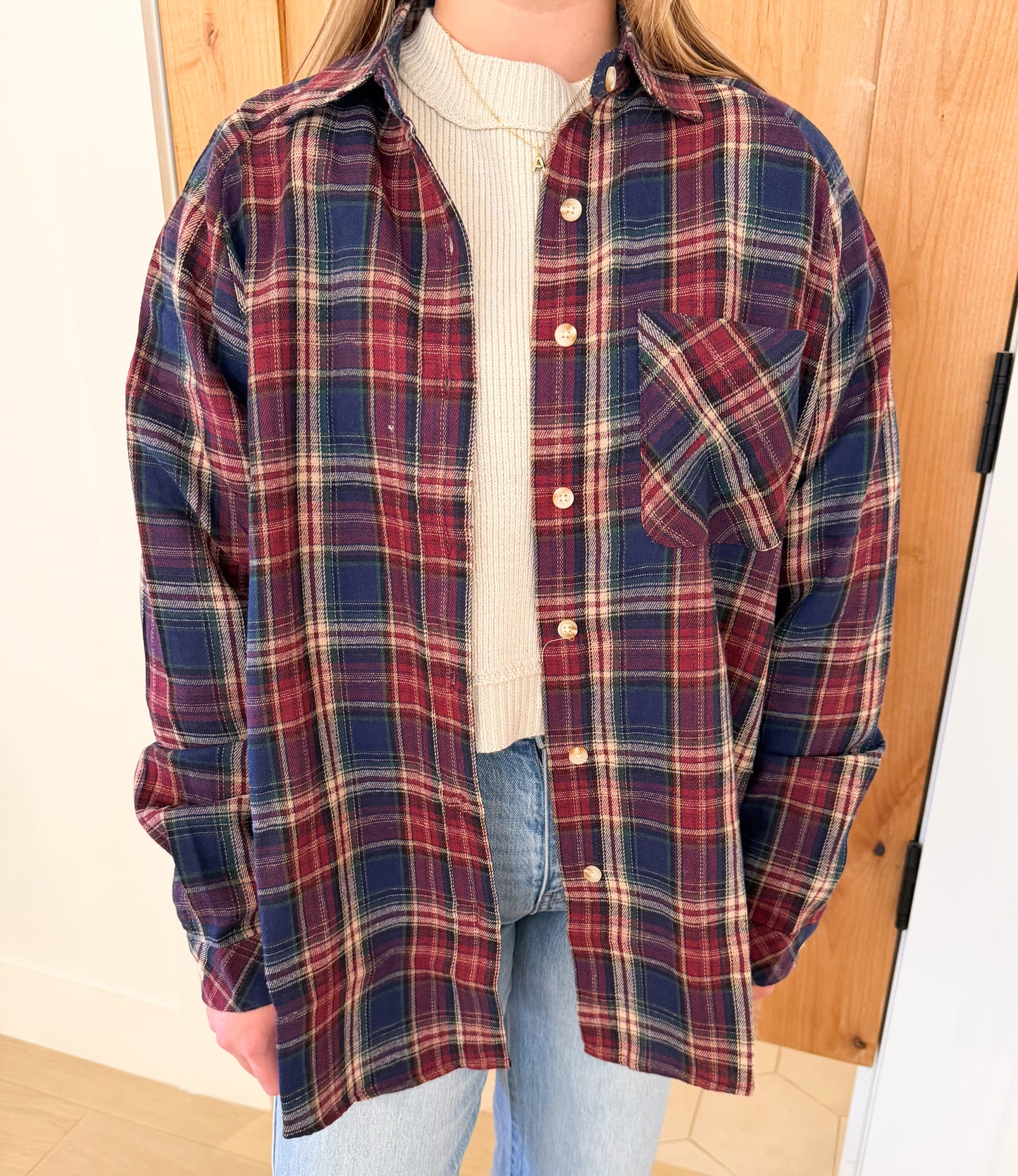 Abri Plaid Flannel Shirt, Rose