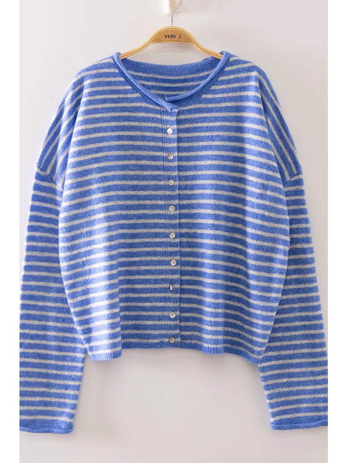 Button Down Stripe Sweater, Blue