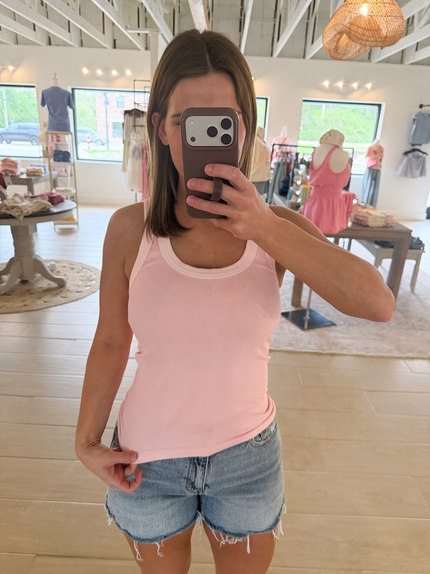 Reversible Ribbed Tank, Vintage Sherbert Pink
