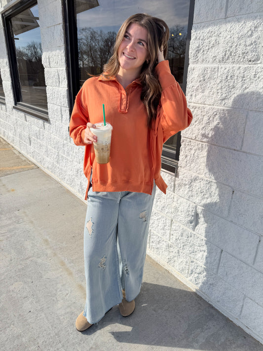 Tamika Henley Sweatshirt, Dusted Clay
