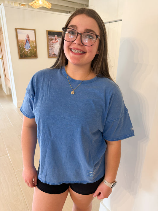 Not So Basic Mineral Wash Tee- Choose Joy Daily