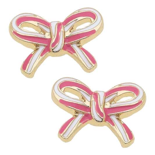 Candy Cane Bow Stud Earrings