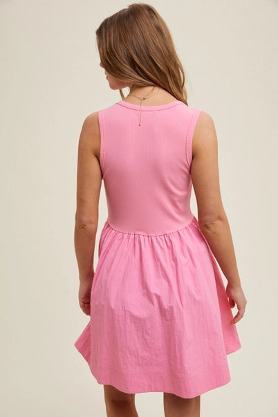Contrast Tank Mini Dress, Pink
