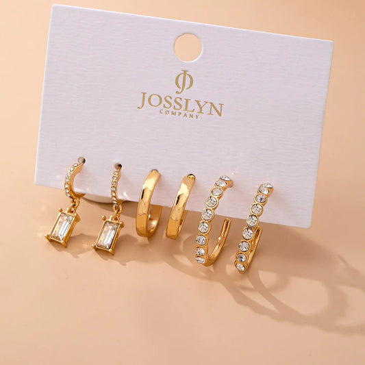 Crystal-Accented Gold Hoop Earring Set