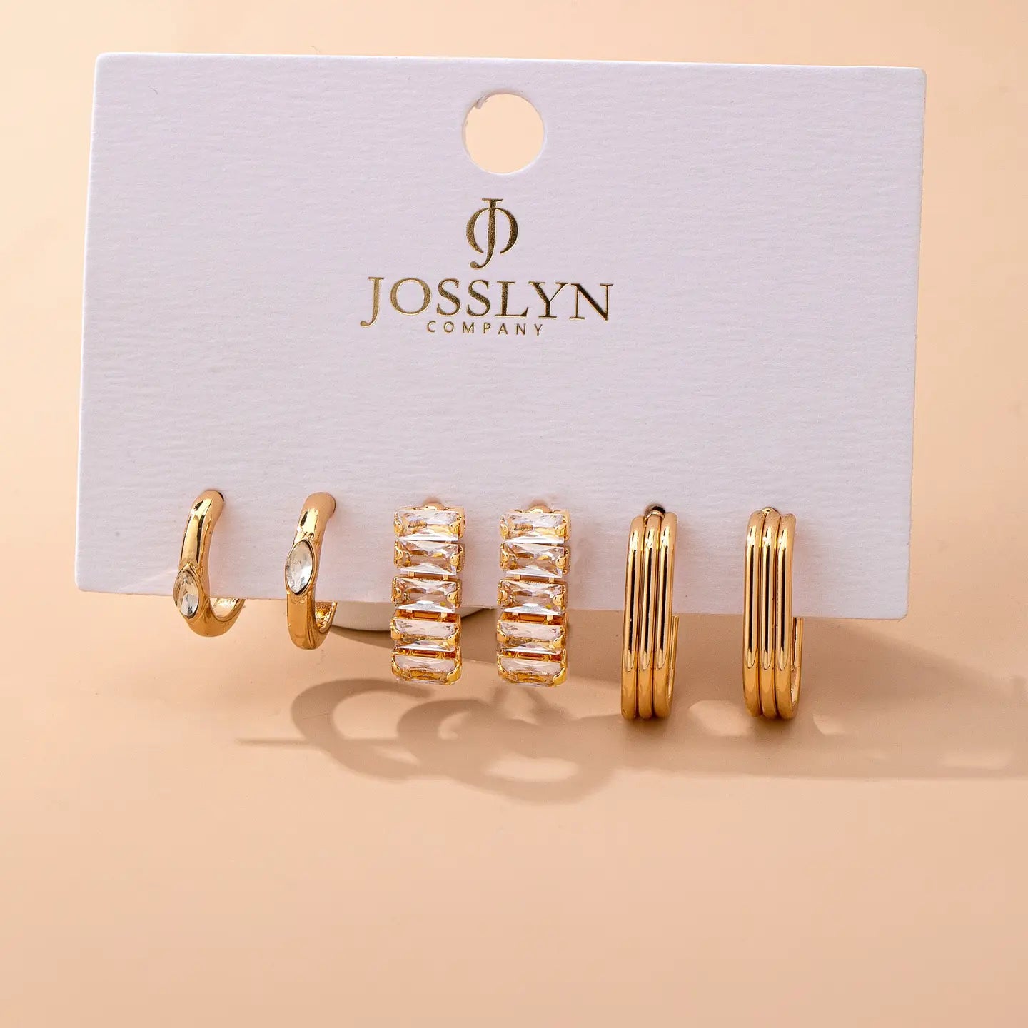 Crystal & Gold Hoop Earring Set