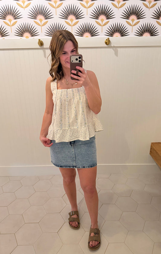 Cotton Denim Mini Skirt
