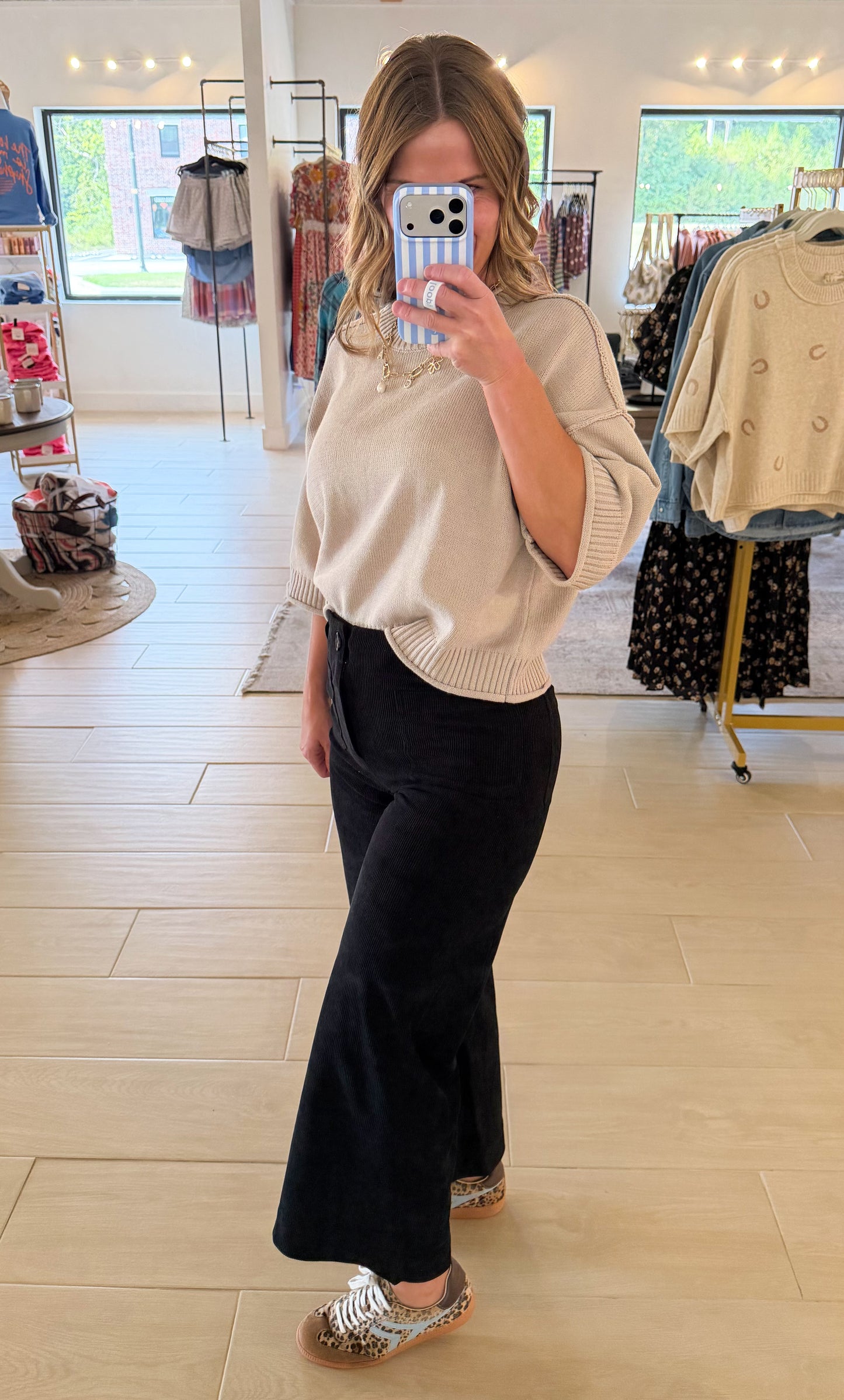 Corduroy Patch Pocket Pants, Black