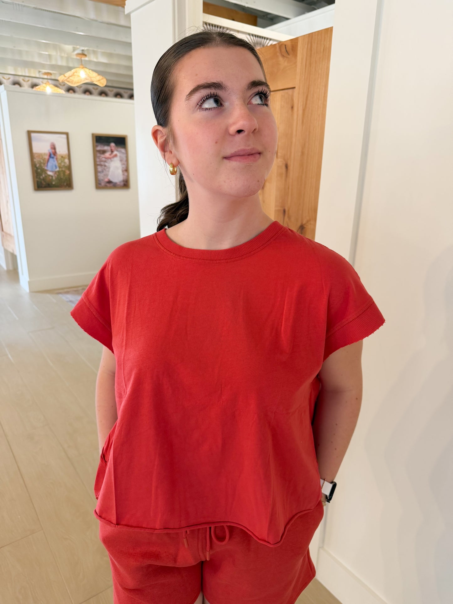 Open Back Tee, Blushed Brick