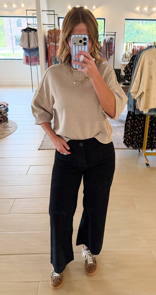 Corduroy Patch Pocket Pants, Black