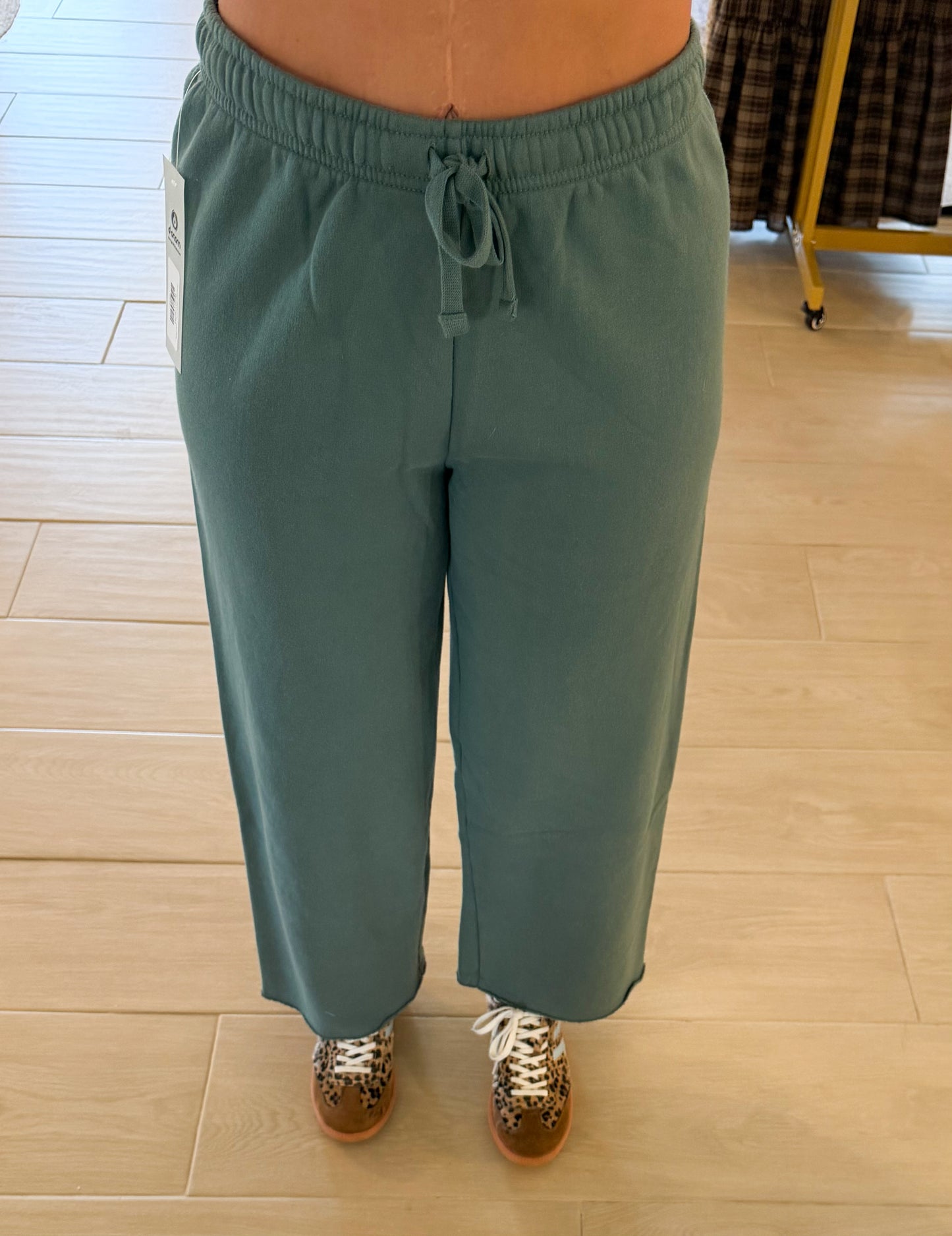 Malibu Wide-Leg Fleece Pants, Eldergreen