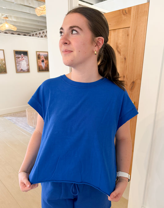 Open Back Tee, Deep Indigo